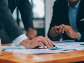 business people discussing strategy in office