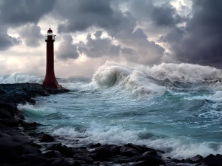 Storm and lighthouse
