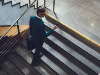 Man walking on stairs
