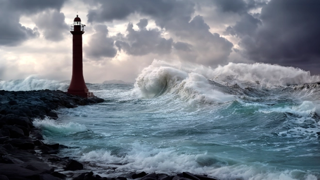 Storm and lighthouse