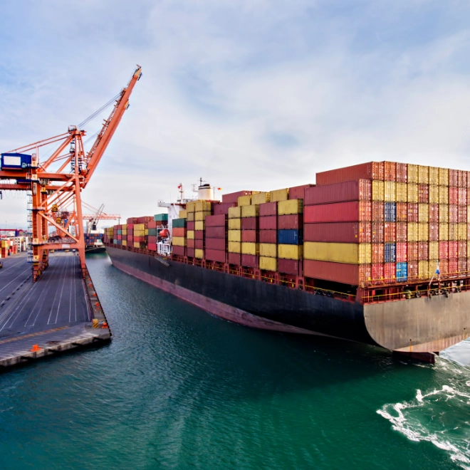 Shipping container at dockside